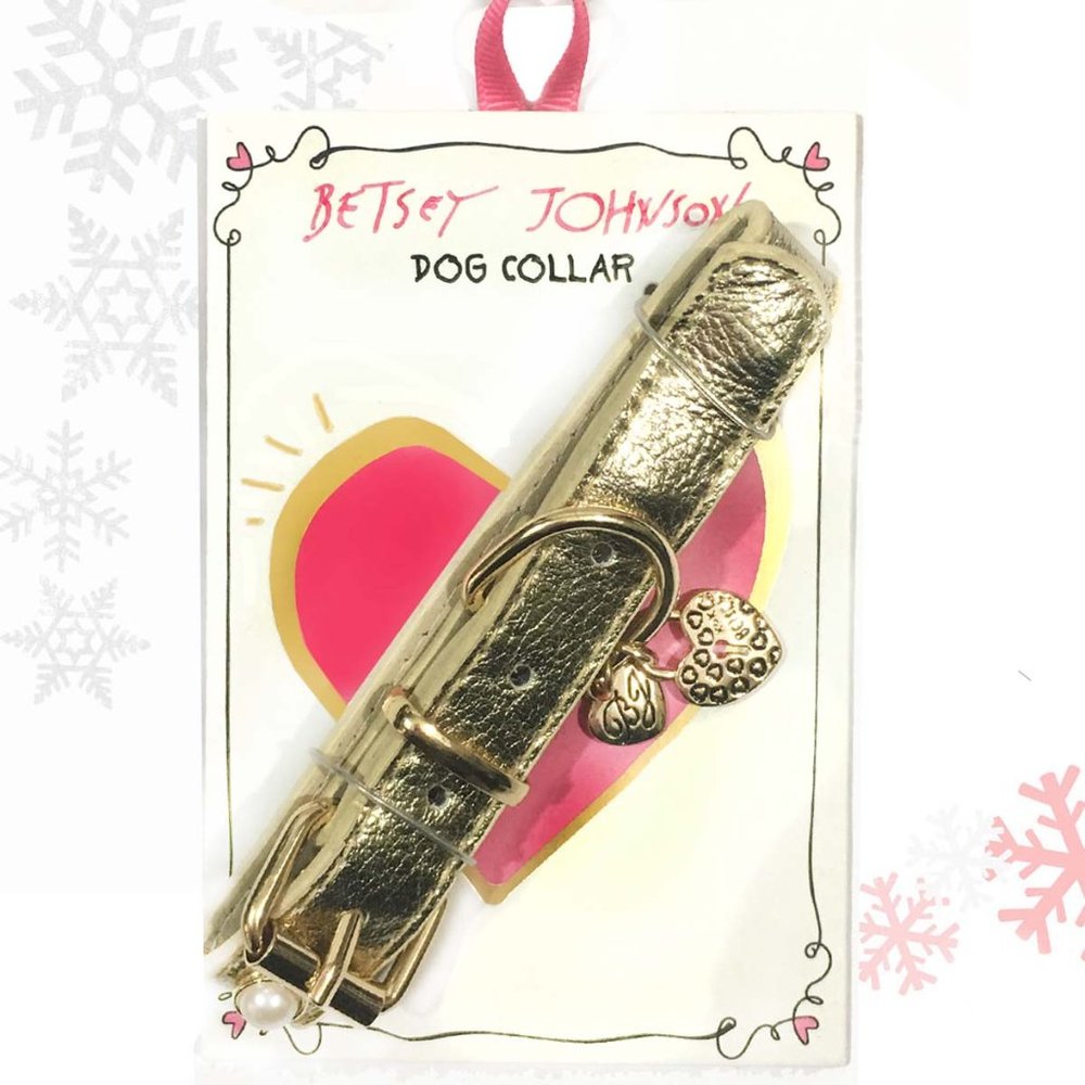 BETSY JOHNSON Gold Adjustable Dog Collar